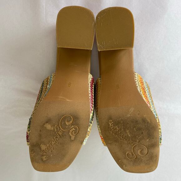 Seychelles Adapt Raffia Sandal Size 9 Natural Multi Color Slip On Stacked Heels - Picture 14 of 14